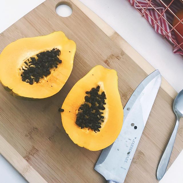 Yesterday’s adventure with cutting fruit. I gave up after the papaya