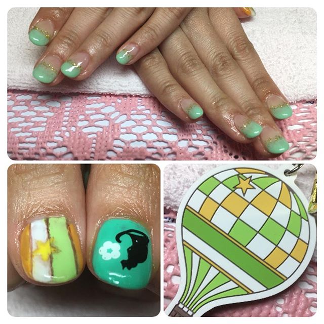 お客様ネイル イメージは右下の気球 大好きなキャラクターのカラーリング このネイルでコンサート参戦です 安いネイル 池下ネイル Snapwidget