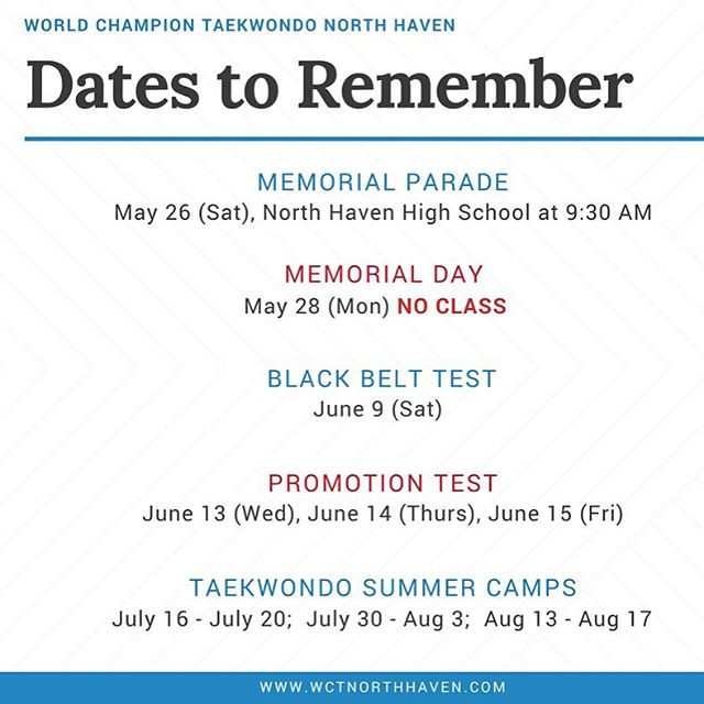 Upcoming May And June Dates To Remember On Saturday May 26 Our