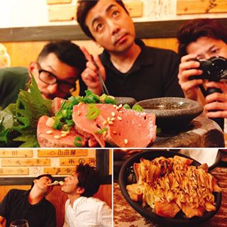 レバ刺しに仲良し3人組を添えて。#焼いちゃっ亭 #木更津#仲良し #笑いあり #instagood #instafood #japan #pleasant