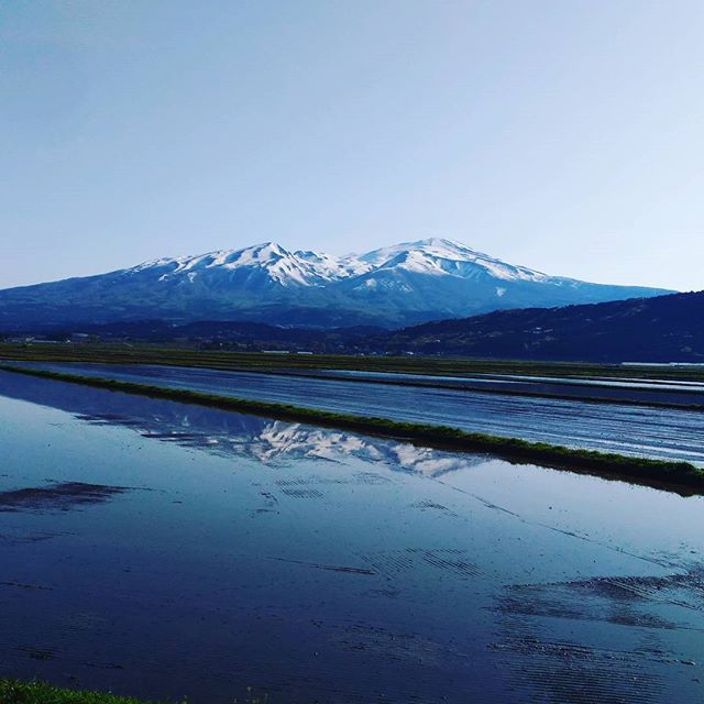 ゴールデンウィーク一発目の鳥海山 水田に反射した鳥海山がなんとも美しい Snapwidget