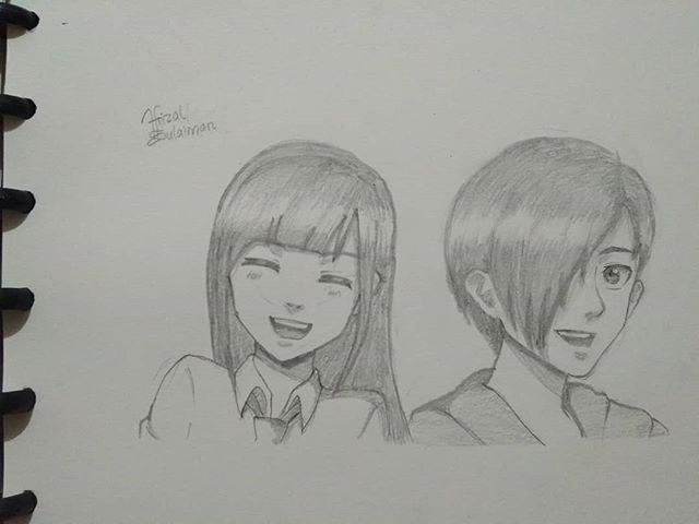 anime girl and boy drawing