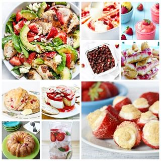 25 Sensational Strawberry Recipes ..Pies, cakes, salads, bars, danishes, tarts, drinks and MORE...#starwberries #strawberry #desserts #roundup #drinks...