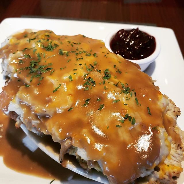 Mouth watering open faced turkey sandwich!! Roasted turkey breast